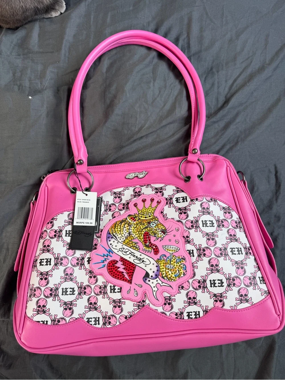 Ed Hardy Hot Pink Tattoo-Print Tote with Matching Wallet